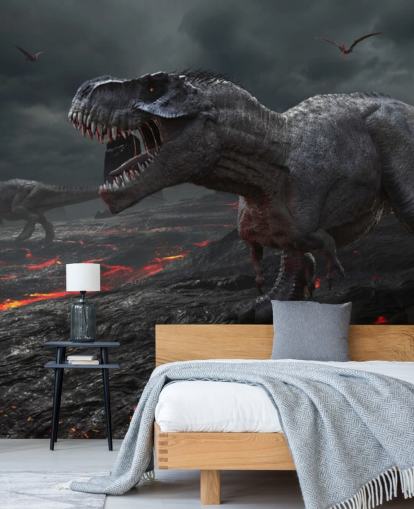 Dinosaurus Extinction Lava Muurschildering Dinosaurus Extinction Lava Muurschildering