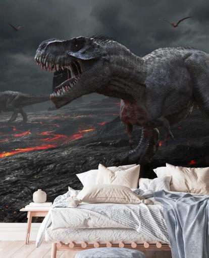 Mural de pared Lava de extinción de dinosaurios