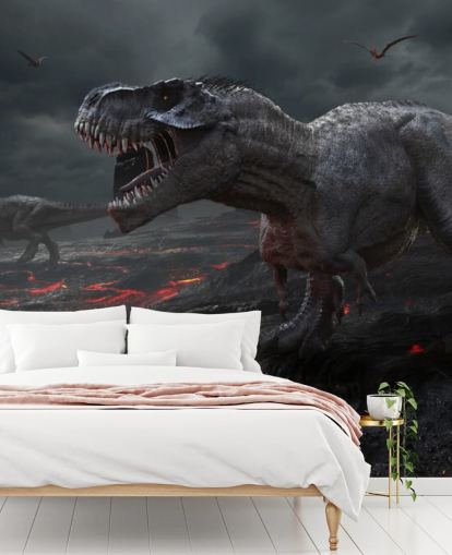 Dinosaurus Extinction Lava Muurschildering