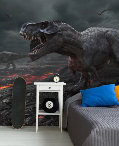 Lava-Wandgemälde vom Aussterben des Dinosauriers