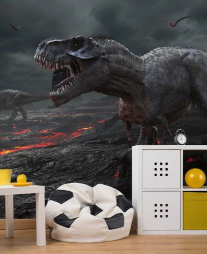 Dinosaur Utryddelse Lava Veggmaleri