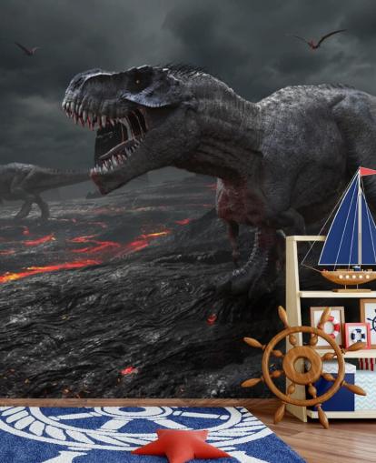 Lava-Wandgemälde vom Aussterben des Dinosauriers Lava-Wandgemälde vom Aussterben des Dinosauriers