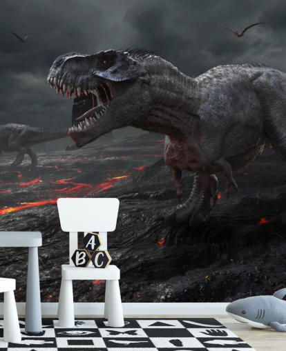 Decorazione murale con lava estinzione di dinosauri