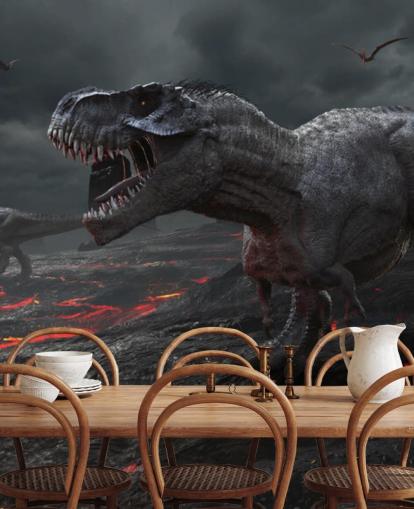 Dinosaur Extinction Lava Wall Mural Dinosaur Extinction Lava Wall Mural