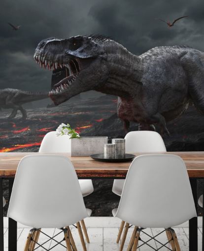 Decorazione murale con lava estinzione di dinosauri