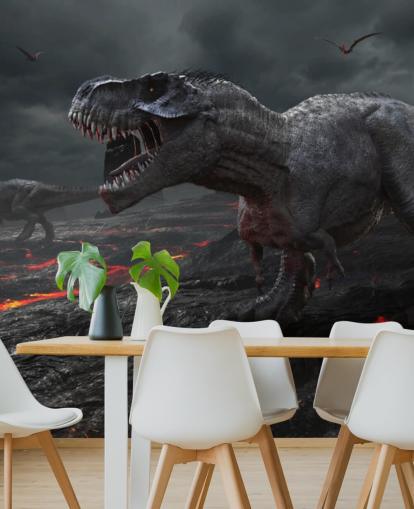 Decorazione murale con lava estinzione di dinosauri Decorazione murale con lava estinzione di dinosauri