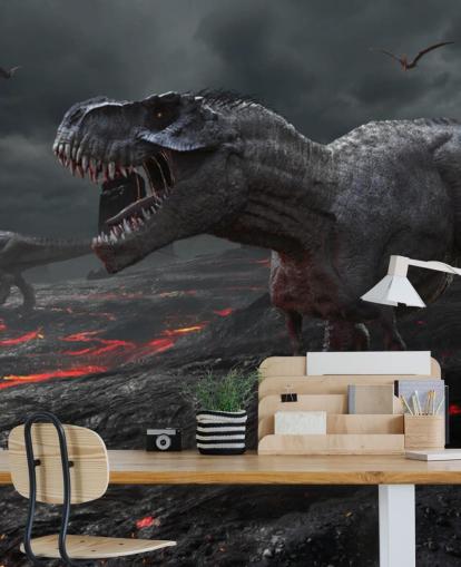 Dinosaur Extinction Lava Wall Mural