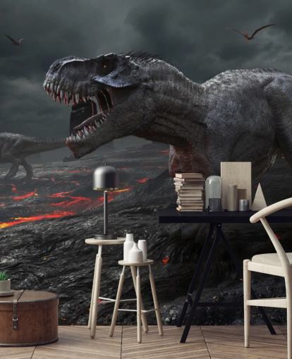 Mural de pared Lava de extinción de dinosaurios