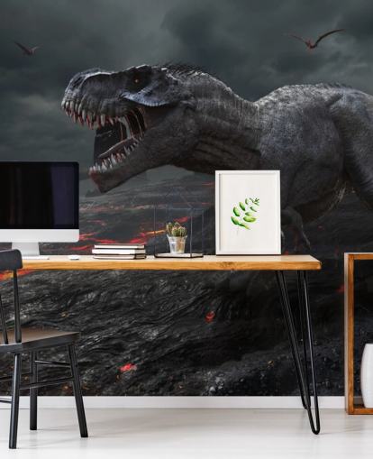 Dinosaurus Extinction Lava Muurschildering Dinosaurus Extinction Lava Muurschildering