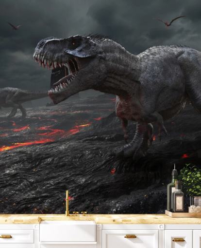 Mural de pared Lava de extinción de dinosaurios