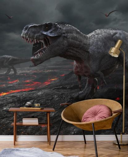 Dinosaur Extinction Lava Wall Mural