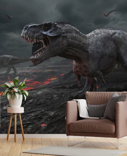 Decorazione murale con lava estinzione di dinosauri Decorazione murale con lava estinzione di dinosauri