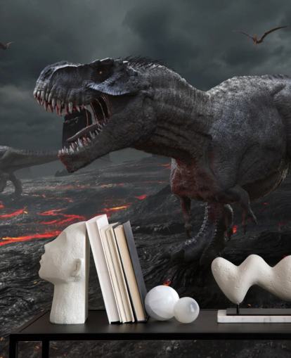 Dinosaurus Extinction Lava Muurschildering