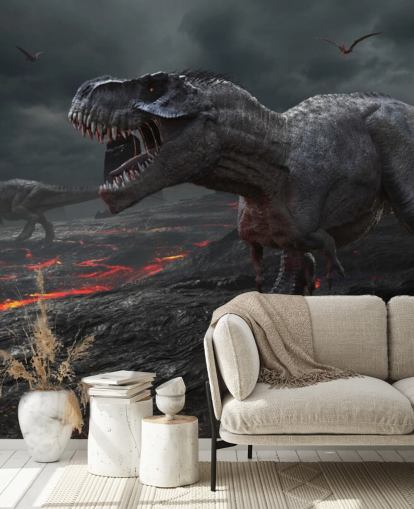 Decorazione murale con lava estinzione di dinosauri Decorazione murale con lava estinzione di dinosauri