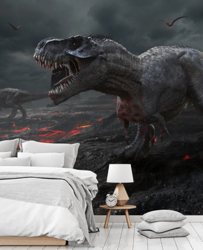 Decorazione murale con lava estinzione di dinosauri Decorazione murale con lava estinzione di dinosauri