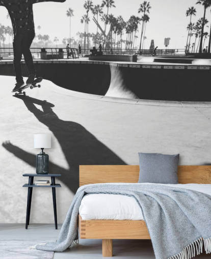 Fondo de pantalla Skater en blanco y negro en el parque