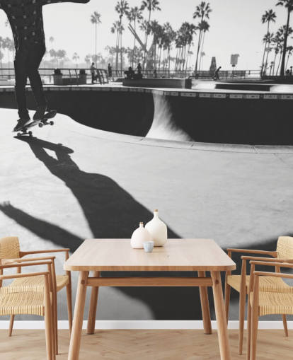 Schwarz-Weiß-Skateboarder im Park Wallpaper Schwarz-Weiß-Skateboarder im Park Wallpaper