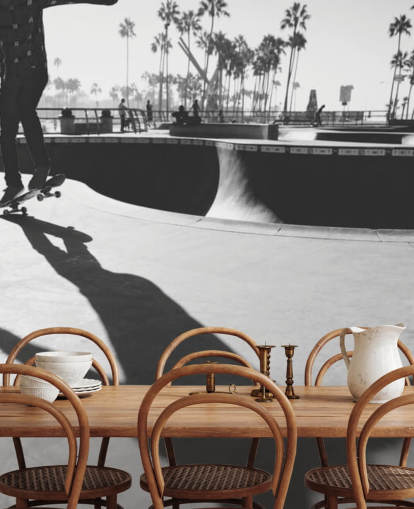 Black and White Skateboarder in Park Wallpaper Black and White Skateboarder in Park Wallpaper