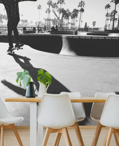 Black and White Skateboarder in Park Wallpaper