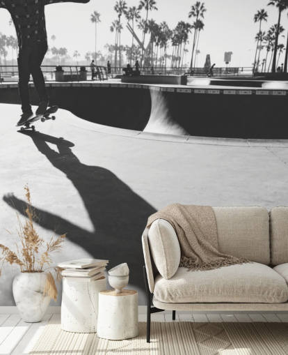 Svartvitt Skateboarder i Park Wallpaper