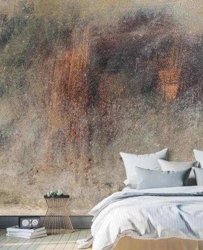 mural de papel pintado metálico llamado Brushed Rust en Wallsauce para cocinas, lofts y dormitorios