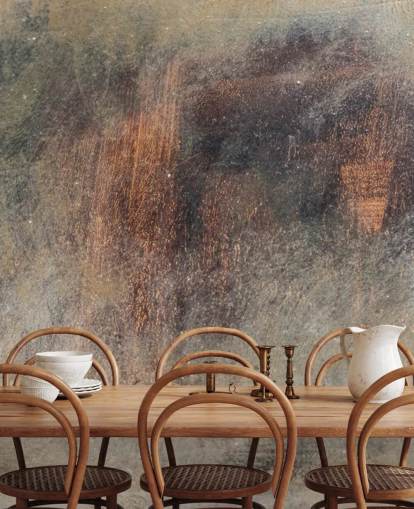 mural de papel pintado metálico llamado Brushed Rust en Wallsauce para cocinas, lofts y dormitorios