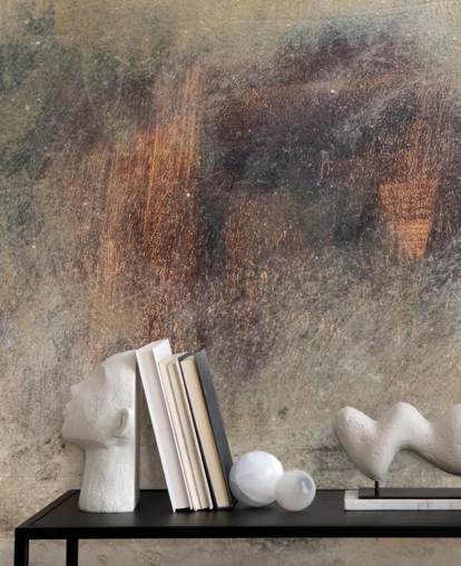 mural de papel pintado metálico llamado Brushed Rust en Wallsauce para cocinas, lofts y dormitorios