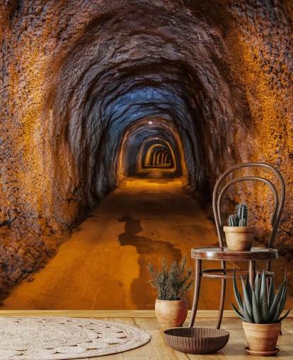 3d anpassningsbar tapetväggmålning som heter Cave Tunnel