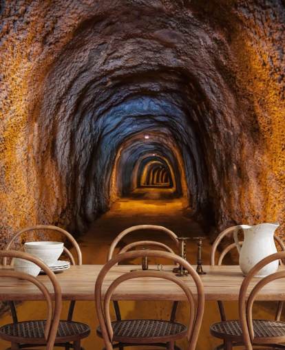 Papier peint mural personnalisable en 3D appelé Cave Tunnel