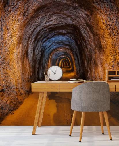 mural de papel pintado personalizable en 3D llamado Cave Tunnel