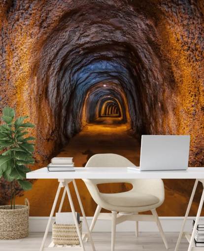 3d tilpasselig tapet vægmaleri kaldet Cave Tunnel
