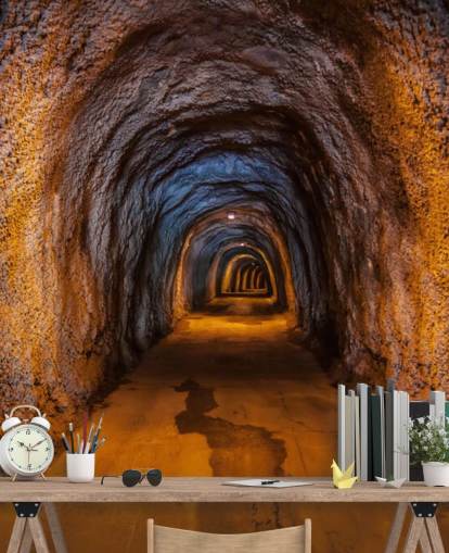 mural de papel pintado personalizable en 3D llamado Cave Tunnel