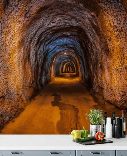 3d tilpasselig tapet vægmaleri kaldet Cave Tunnel