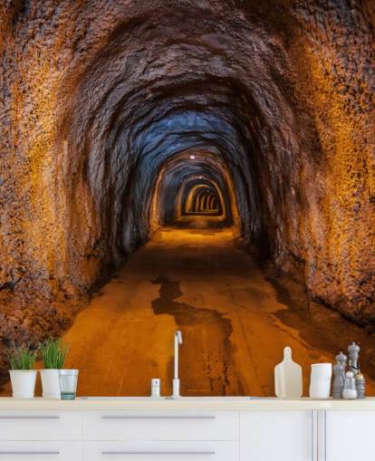 3d tilpasselig tapet vægmaleri kaldet Cave Tunnel