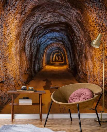 mural de papel pintado personalizable en 3D llamado Cave Tunnel