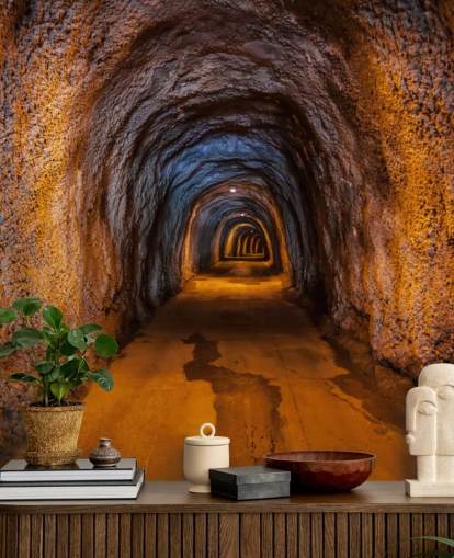 Personalisierbares 3D-Tapeten-Wandbild namens Höhlentunnel Personalisierbares 3D-Tapeten-Wandbild namens Höhlentunnel