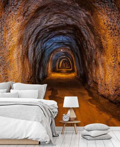 3d tilpasselig tapet vægmaleri kaldet Cave Tunnel