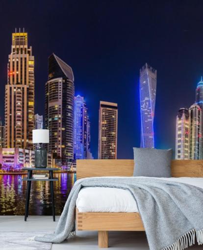 rascacielos de dubai iluminados por la noche fondo de pantalla