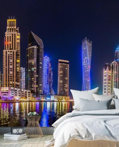 gratte-ciel de dubaï illuminés la nuit fond d'écran gratte-ciel de dubaï illuminés la nuit fond d'écran