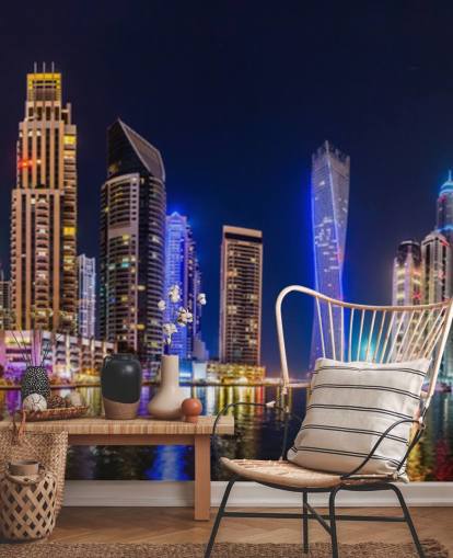 dubai skyskrabere lyser op om natten tapet dubai skyskrabere lyser op om natten tapet