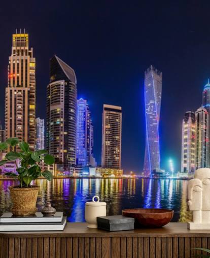 Dubai Wolkenkratzer beleuchteten nachts Tapete Dubai Wolkenkratzer beleuchteten nachts Tapete