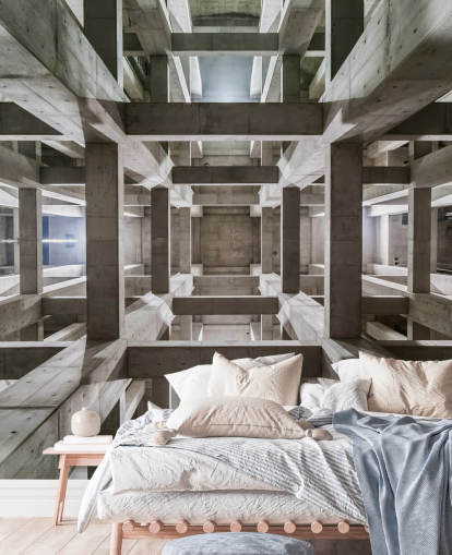 Grey Concrete 3D Ceiling Wall Mural Grey Concrete 3D Ceiling Wall Mural