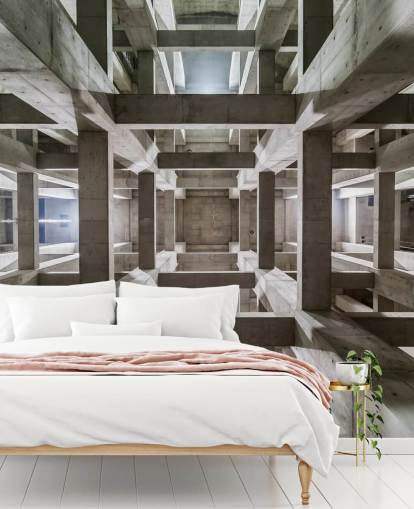 Grey Concrete 3D Ceiling Wall Mural