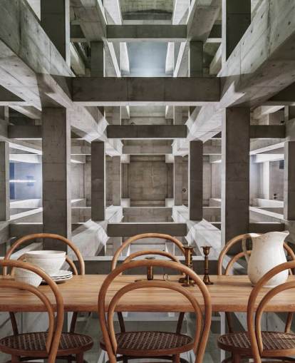 Grey Concrete 3D Ceiling Wall Mural