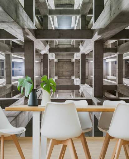 3D Decke Wandgemälde aus grauem Beton