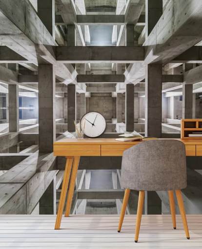 Grey Concrete 3D Ceiling Wall Mural Grey Concrete 3D Ceiling Wall Mural