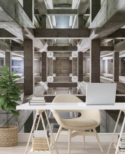 Grey Concrete 3D Ceiling Wall Mural