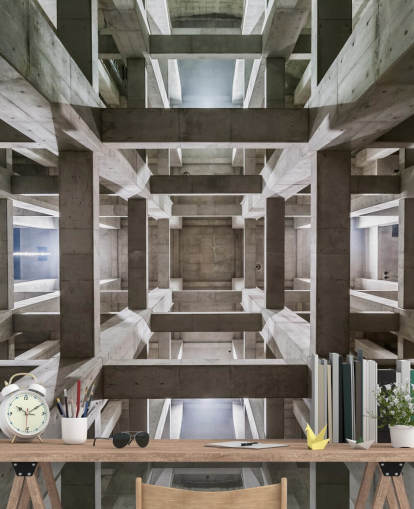 Grey Concrete 3D Ceiling Wall Mural