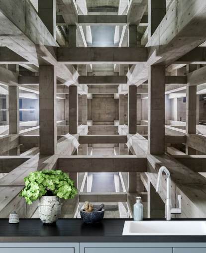 Grey Concrete 3D Ceiling Wall Mural