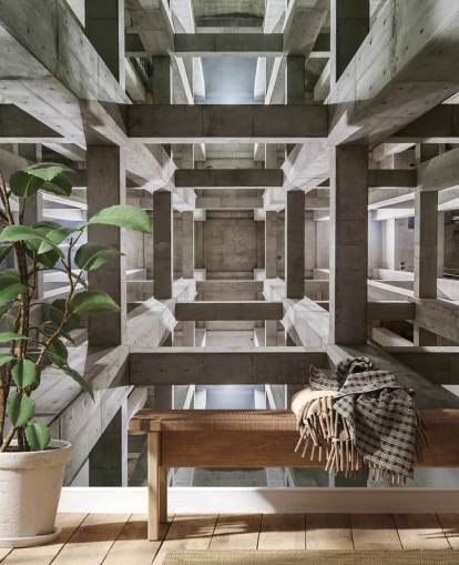 Grey Concrete 3D Ceiling Wall Mural